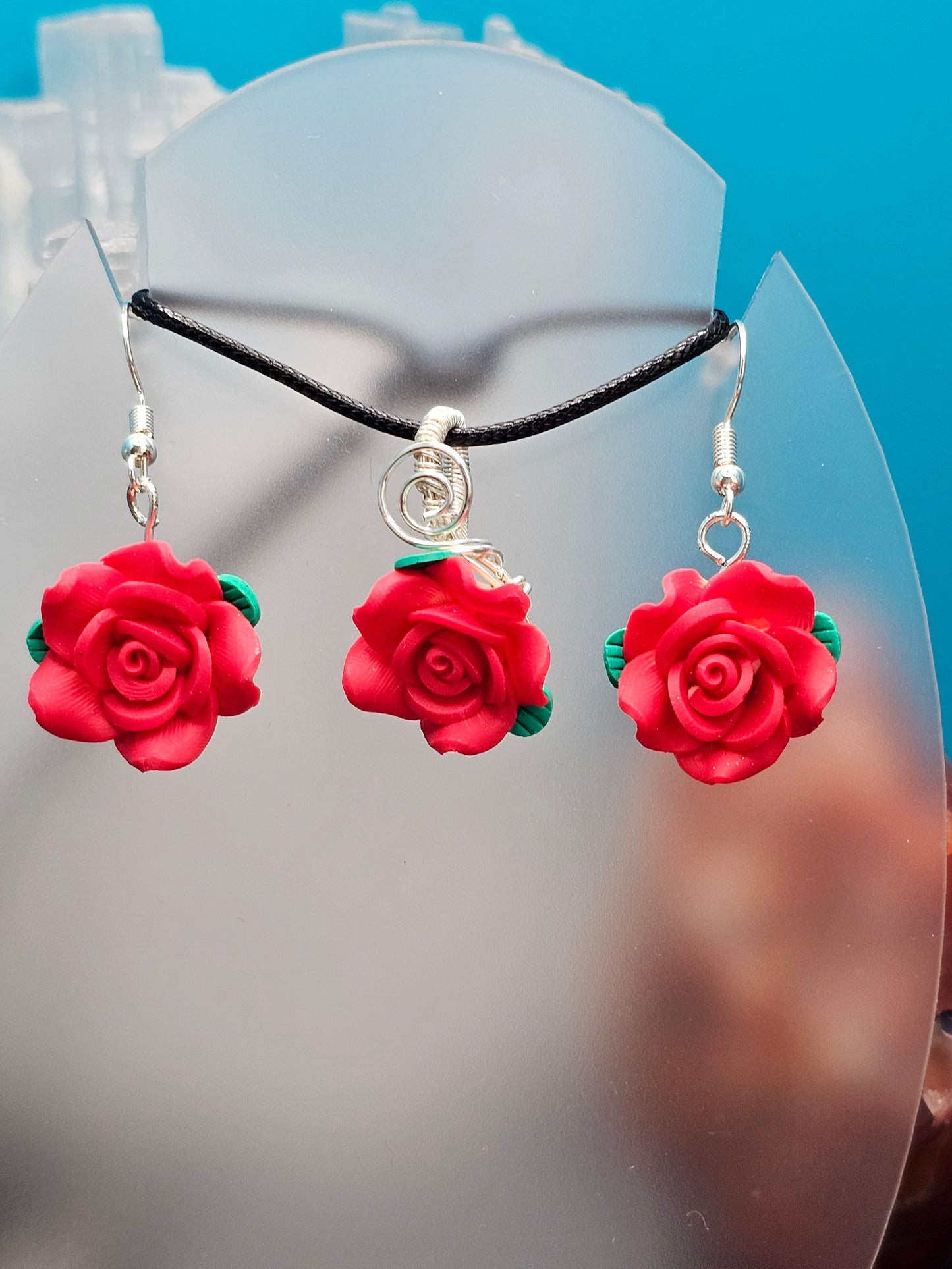 Rose Necklace and Earring Set