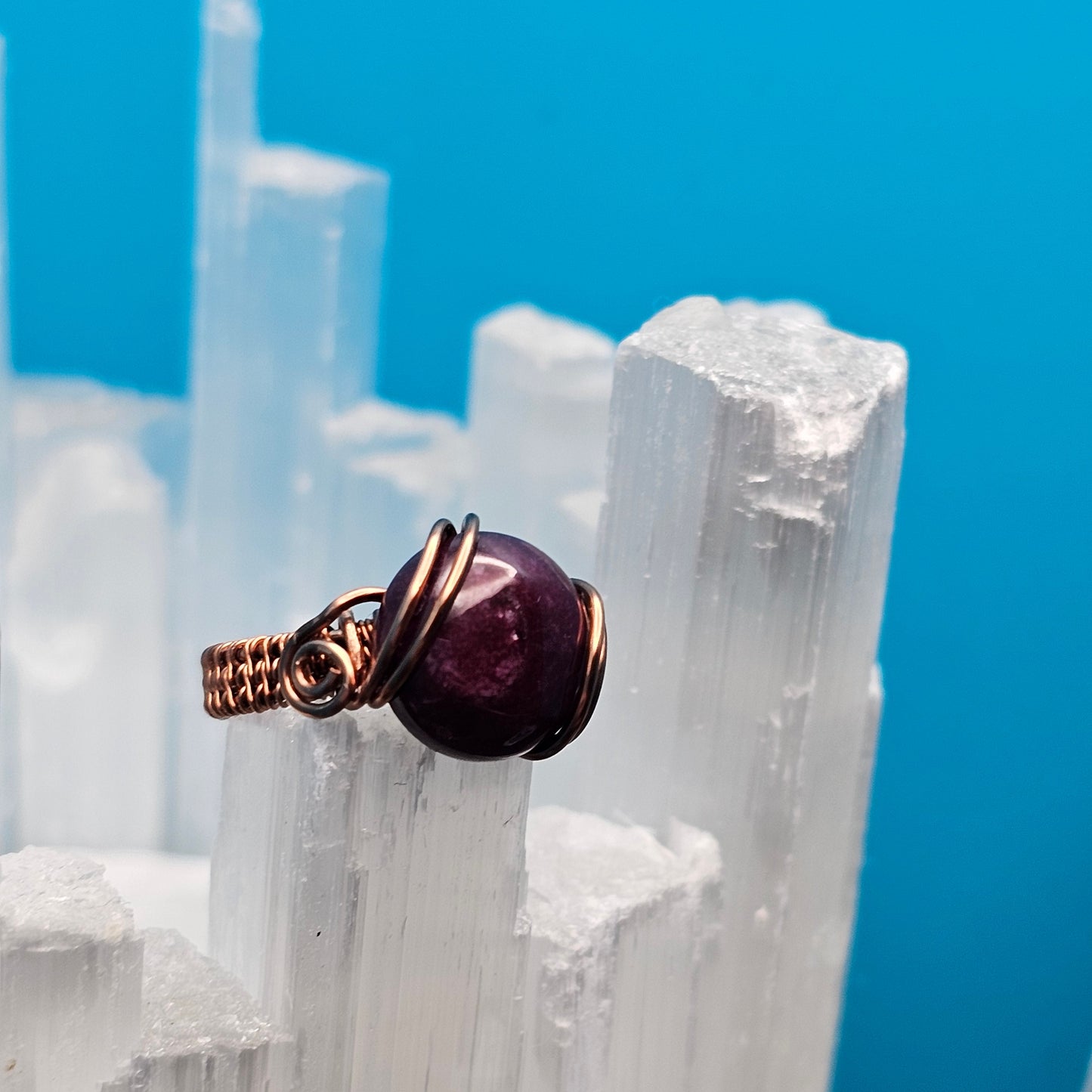 Deep Red/Burgundy Quartz Antique Copper Ring Size 5.5