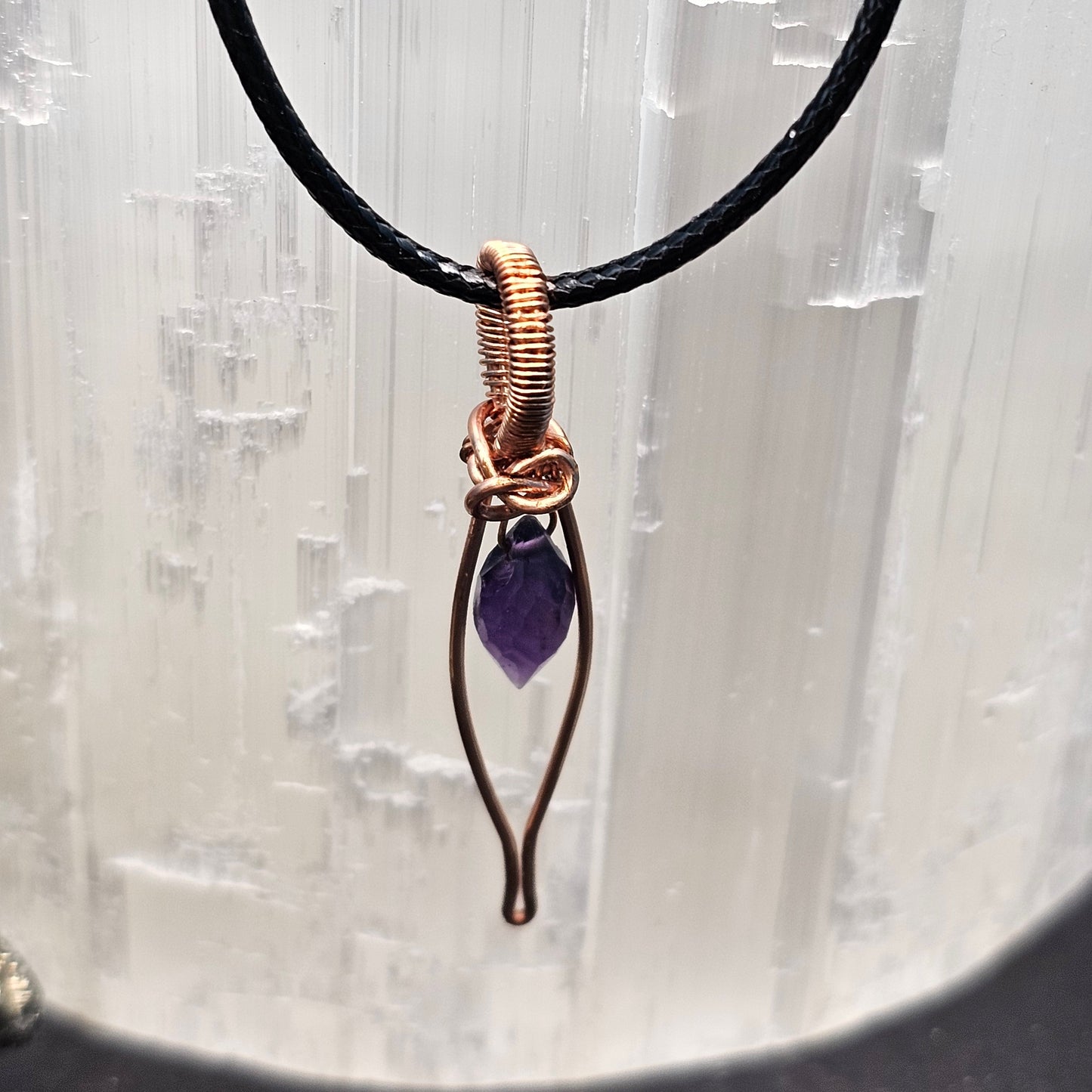 Amethyst Copper Marquis Pendant