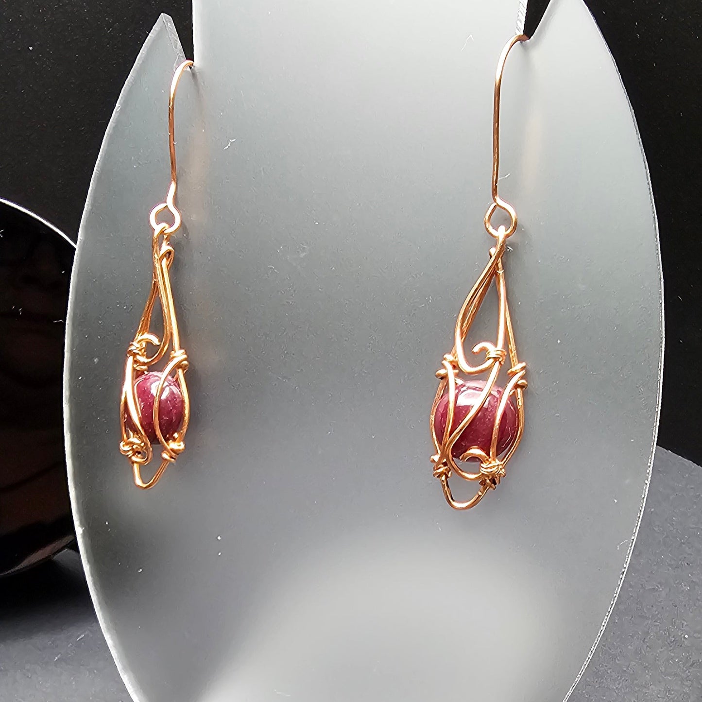 Dark Red Quartz Loves Copper Earrings