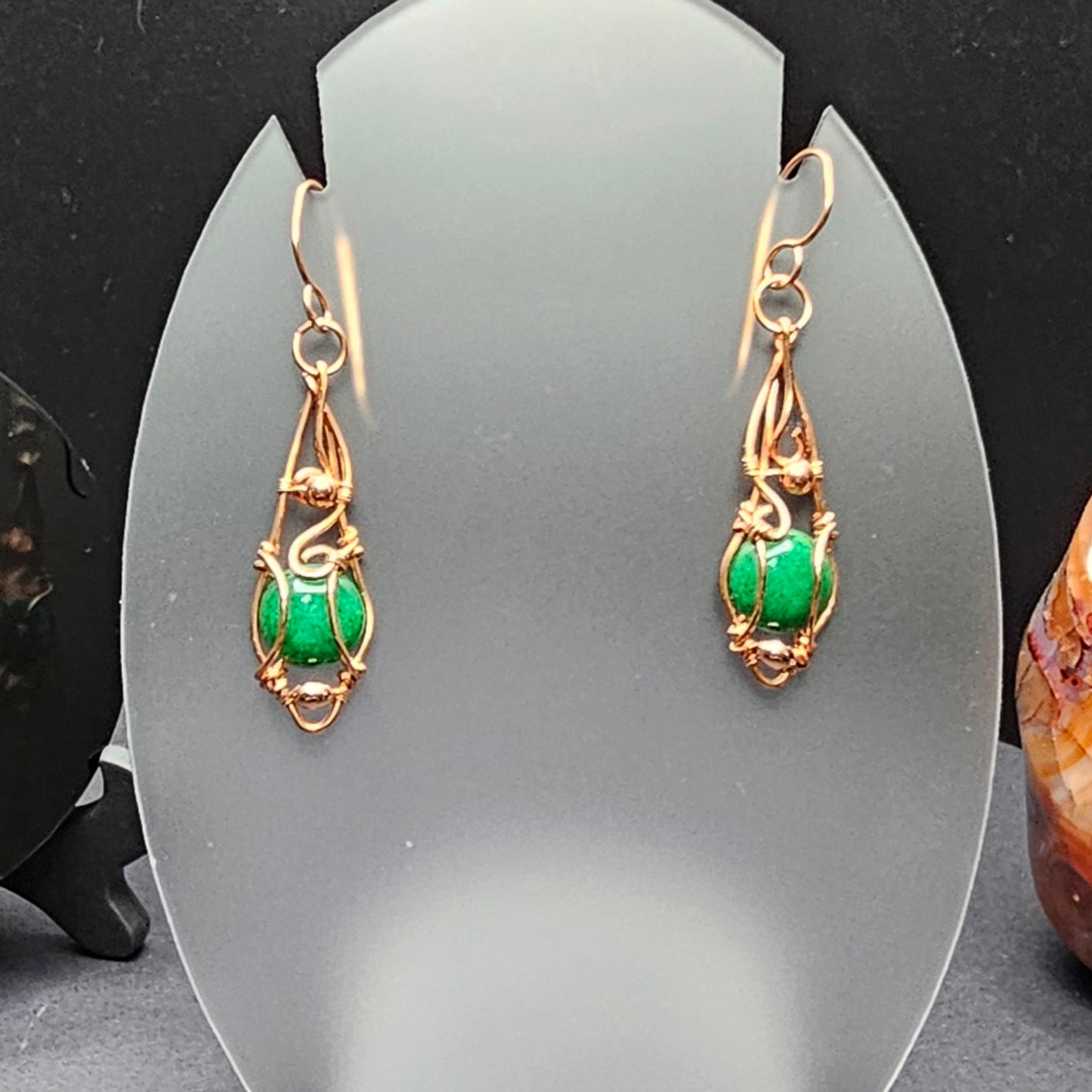 Green Quartz Loves Copper Earrings