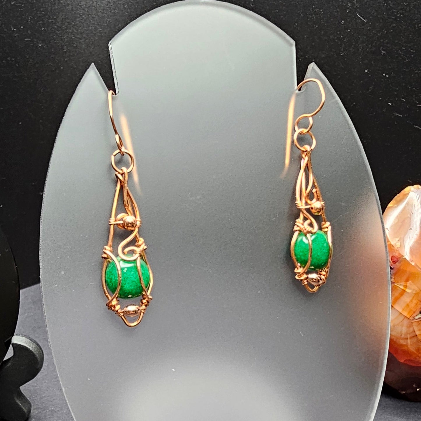 Green Quartz Loves Copper Earrings