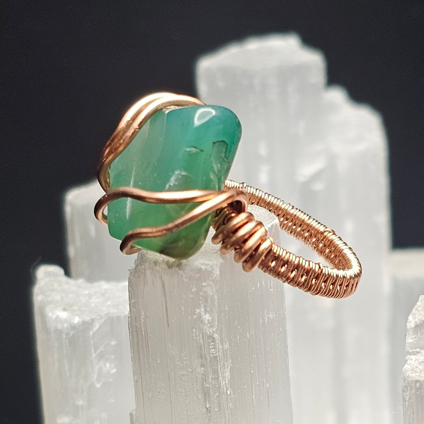 Green Aventurine Loves Triangles Ring - Size 5