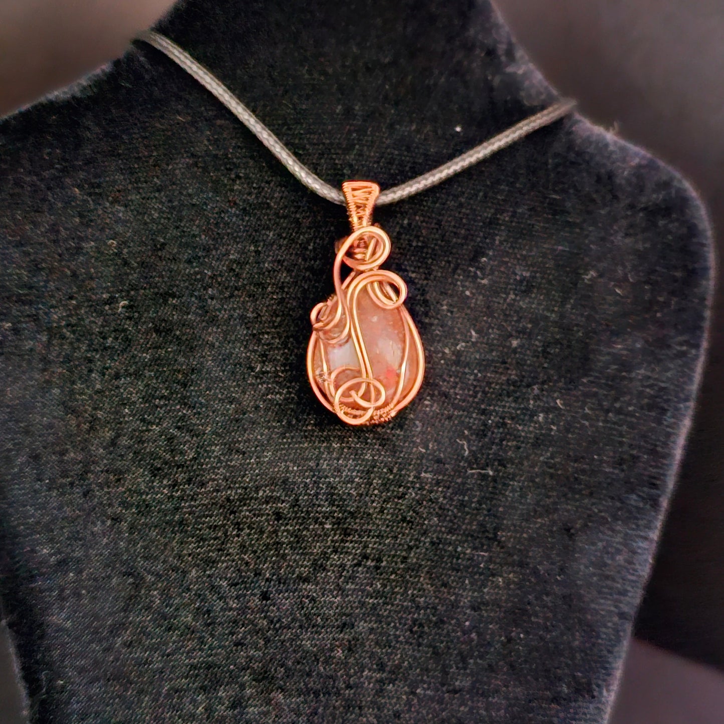 Sunstone Antique Copper Swirls and Bars Pendant