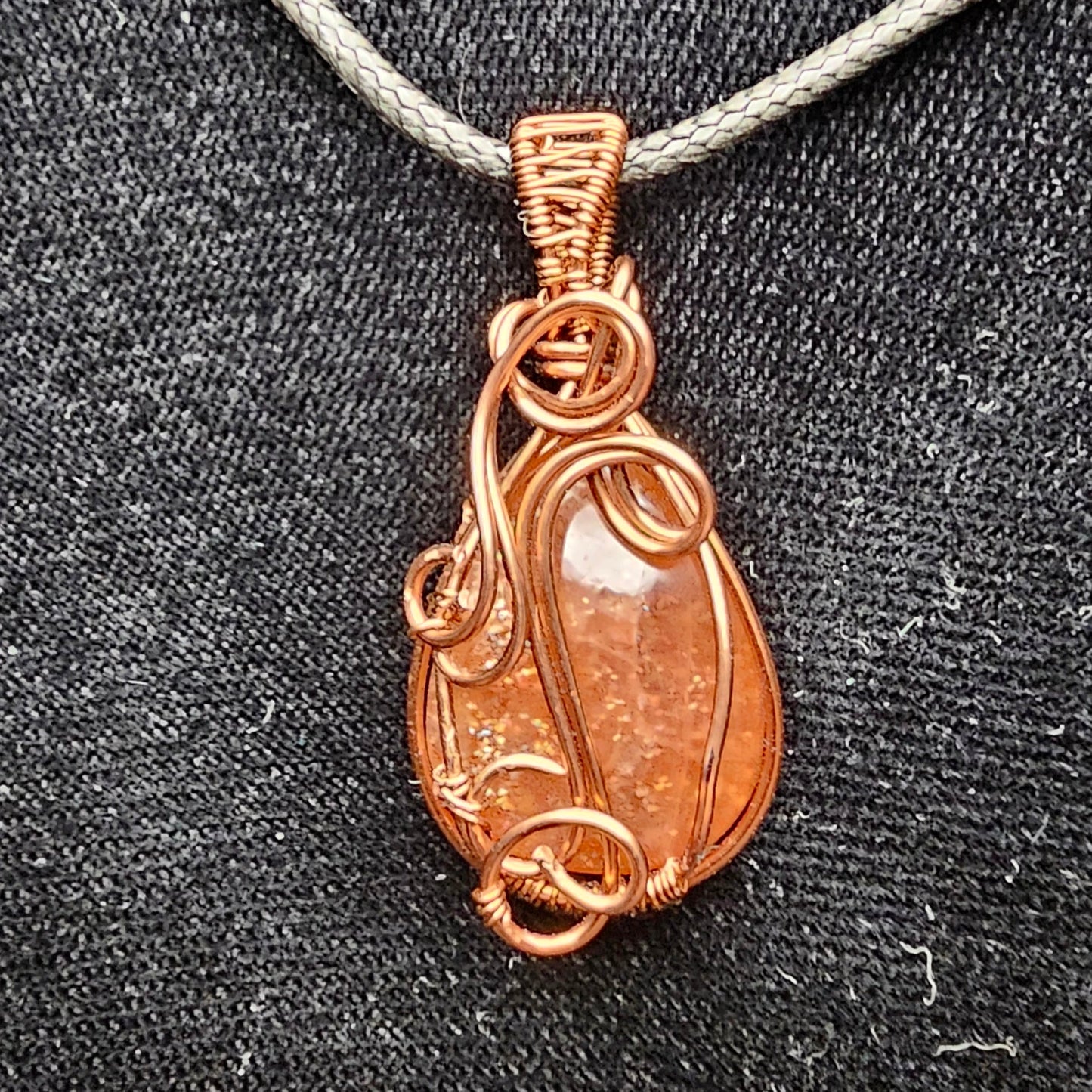 Sunstone Antique Copper Swirls and Bars Pendant