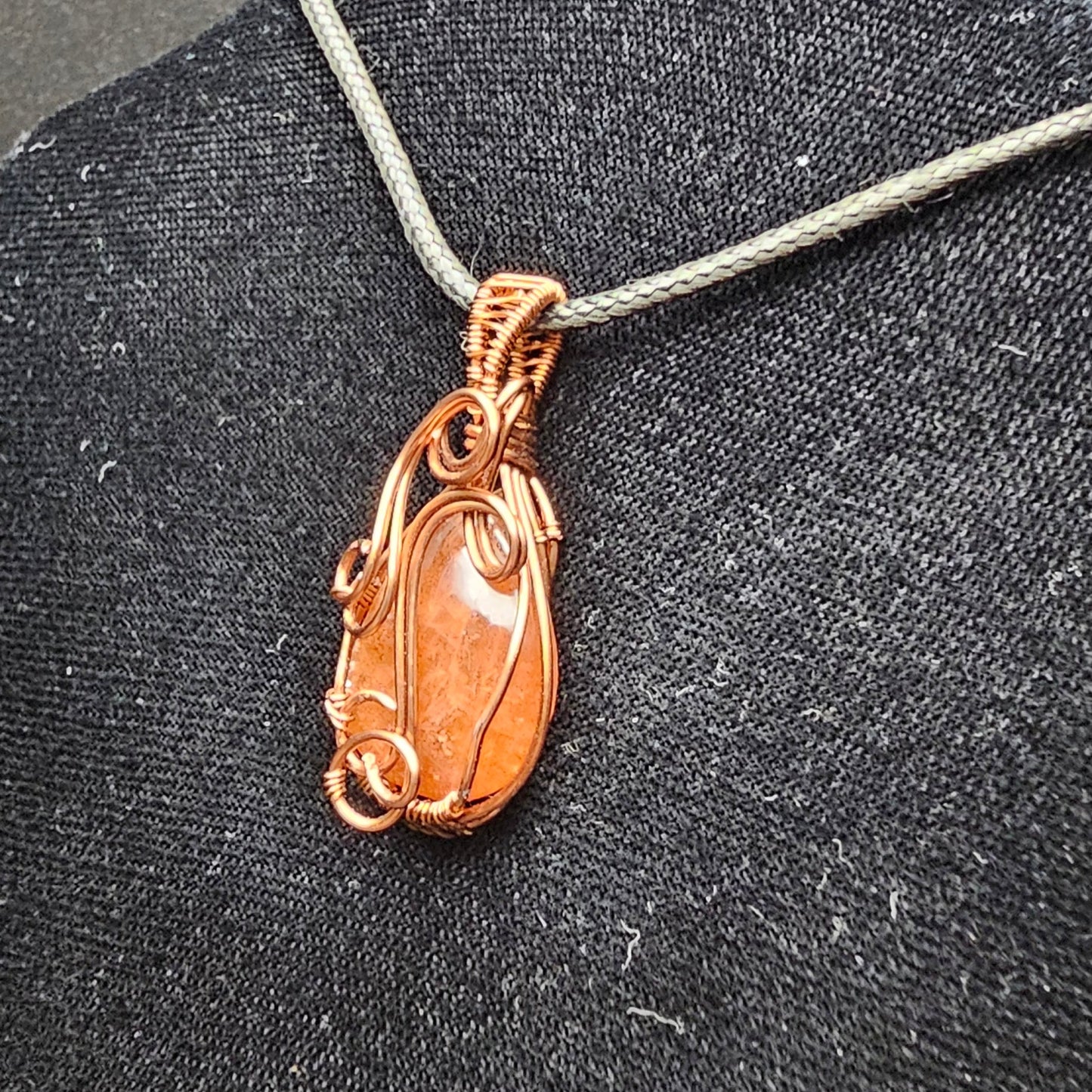 Sunstone Antique Copper Swirls and Bars Pendant