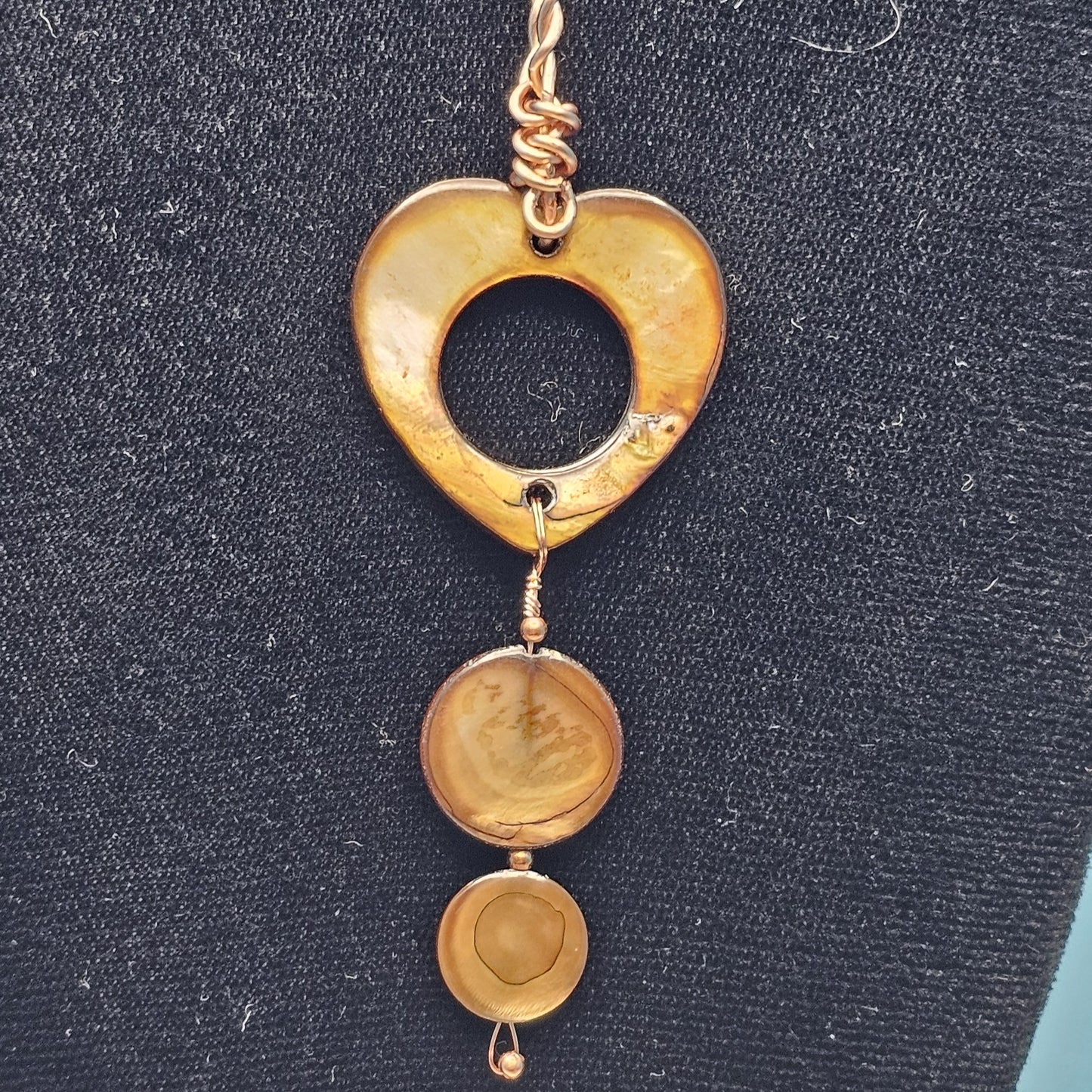 Brown and Copper Dangle Heart Pendant