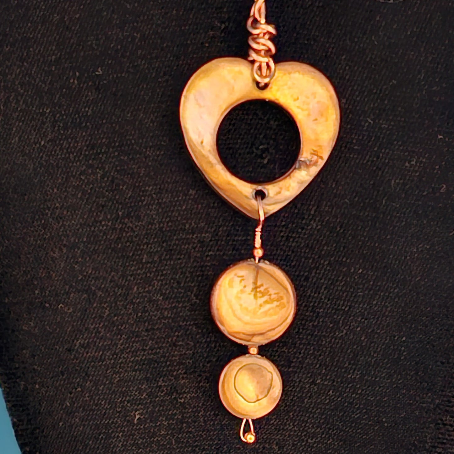 Brown and Copper Dangle Heart Pendant