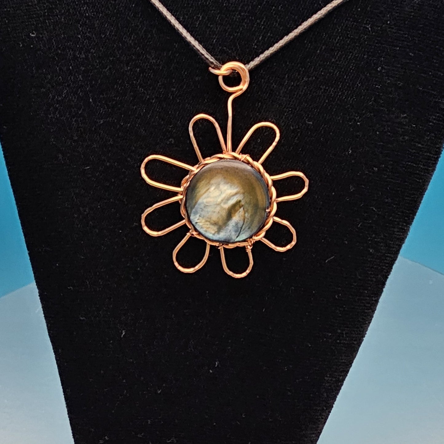 Two-sided Copper Flower Pendant
