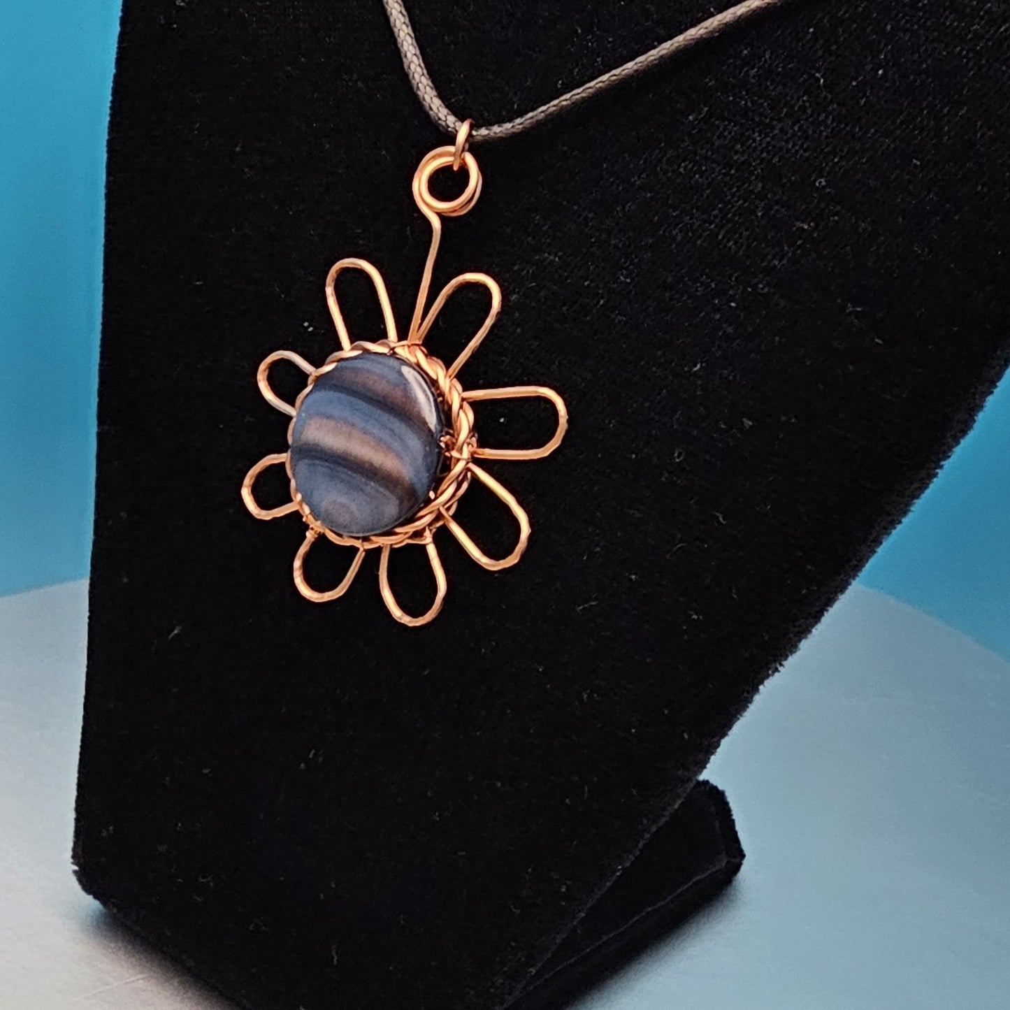 Two-sided Copper Flower Pendant