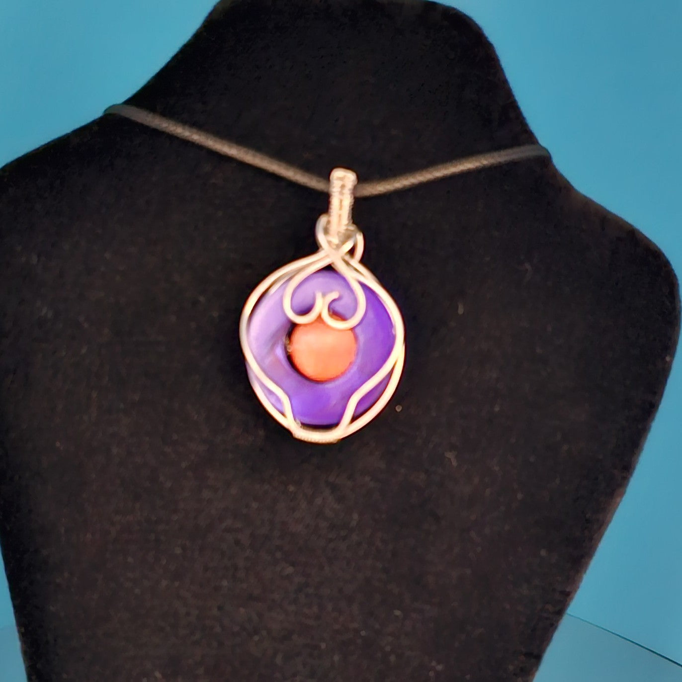 Purple and Coral Silver Pendant