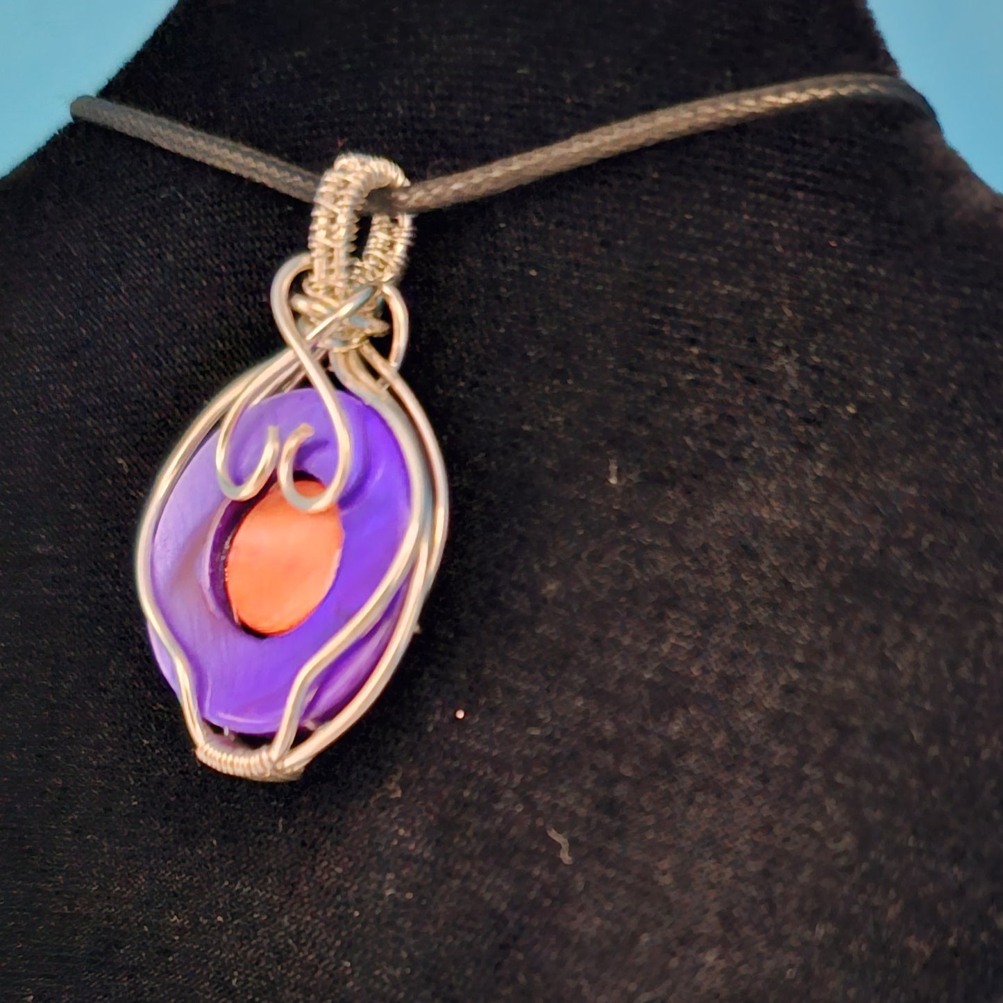 Purple and Coral Silver Pendant