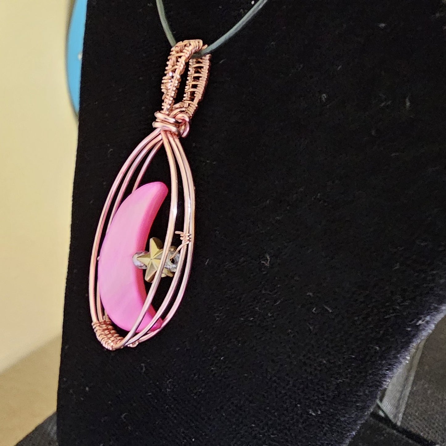Pink Moon and Stars Rose Gold Pendant