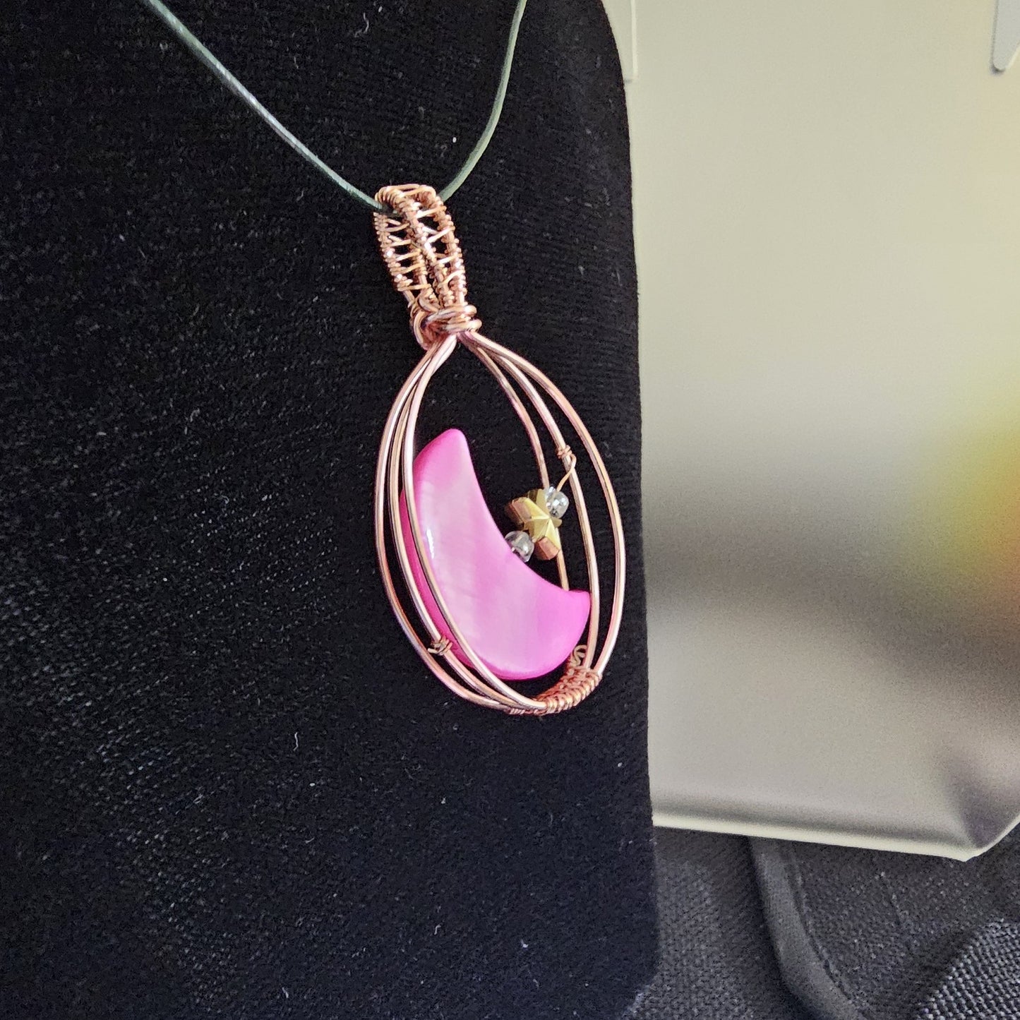 Pink Moon and Stars Rose Gold Pendant
