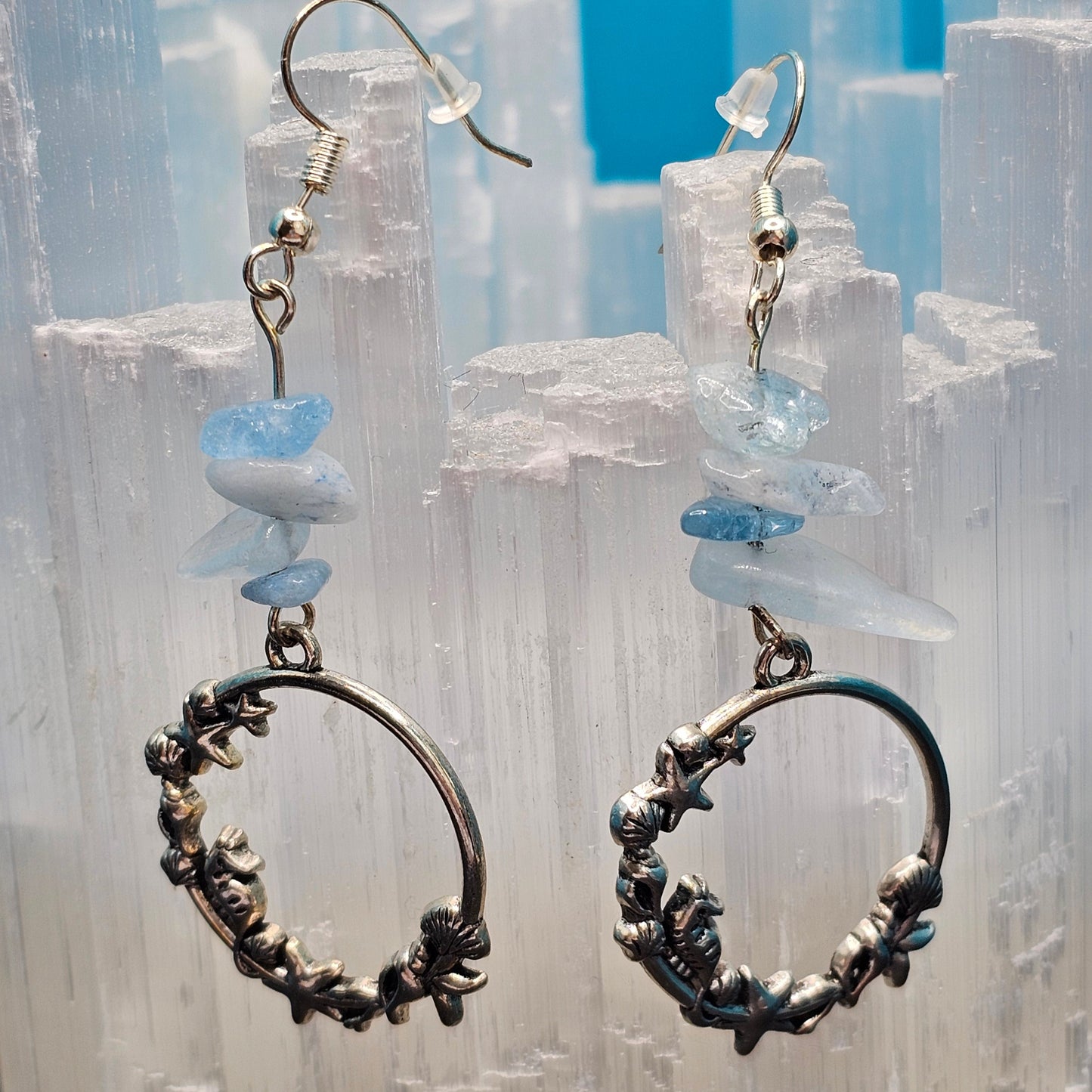 Aquamarine Sea Charm Earrings