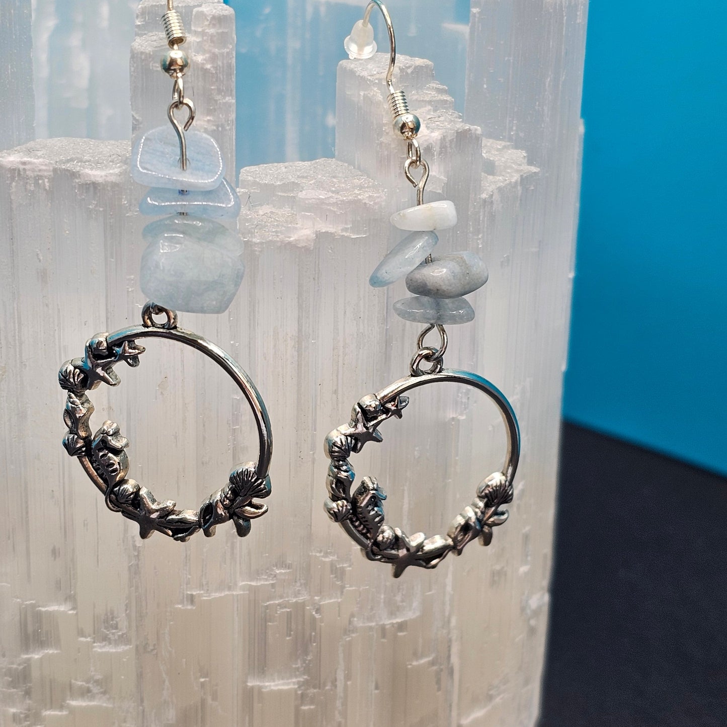 Aquamarine Sea Charm Earrings