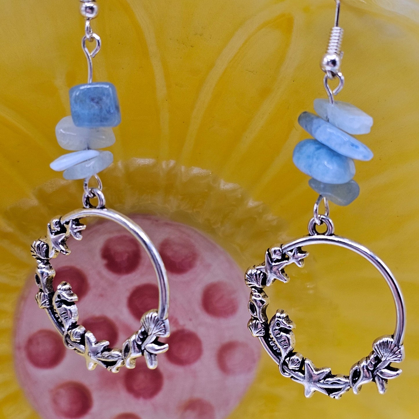 Aquamarine Sea Charm Earrings