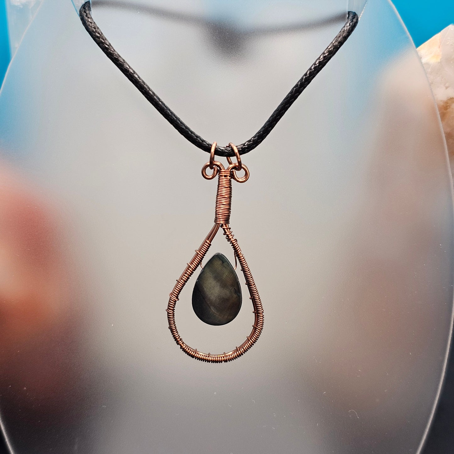 Dark Teardrop Antique Copper Pendant