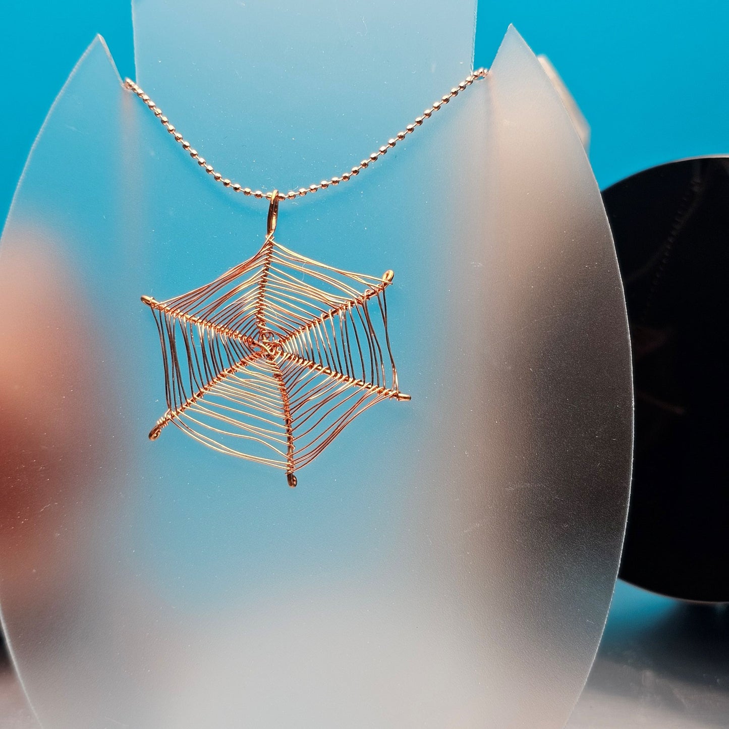 Copper Spider Web Pendant