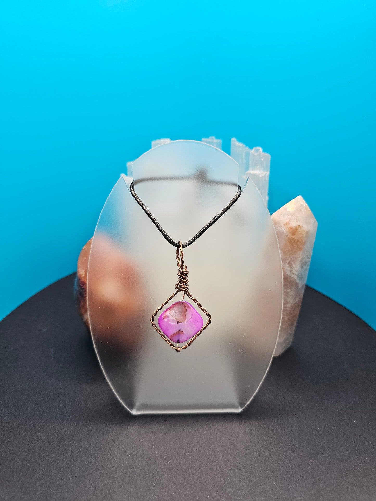 Pink Mother of Pearl Squared Pendant