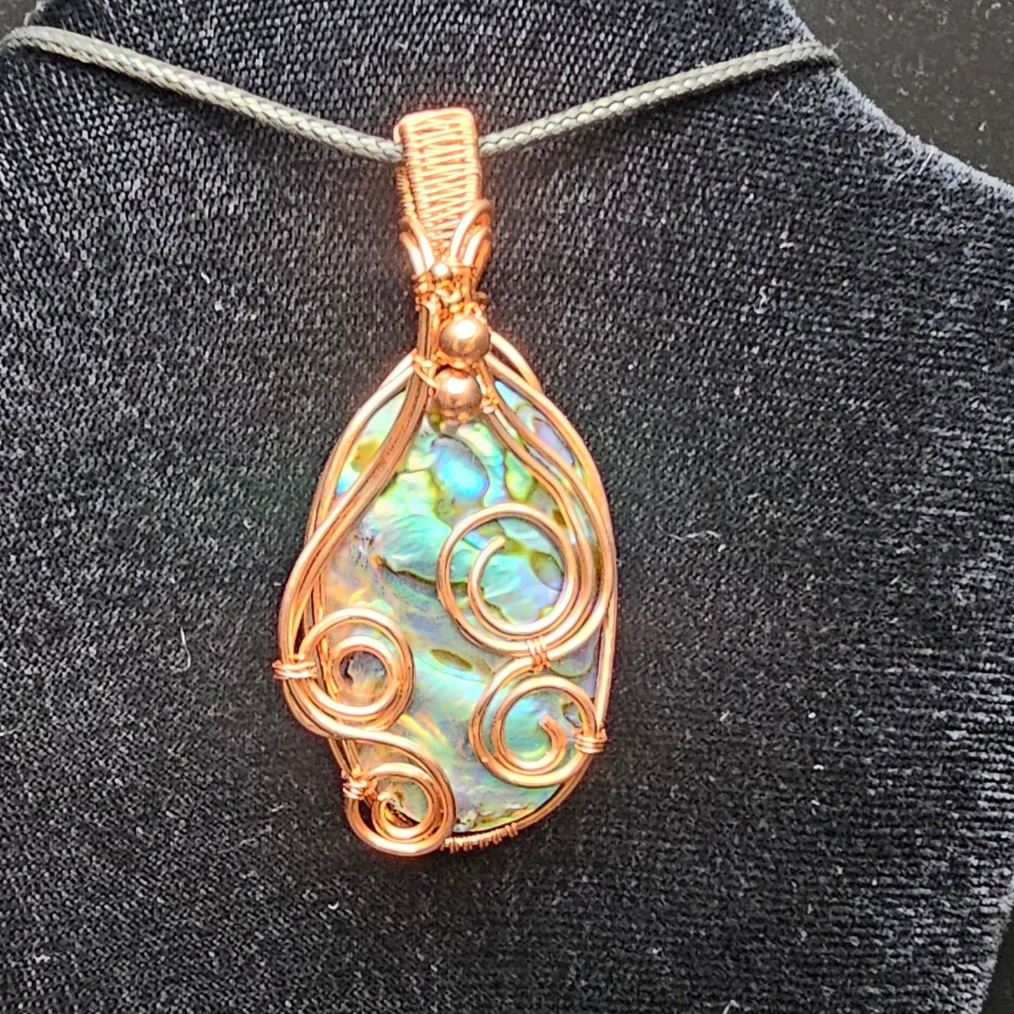 Abalone Shell Beads and Curls Pendant