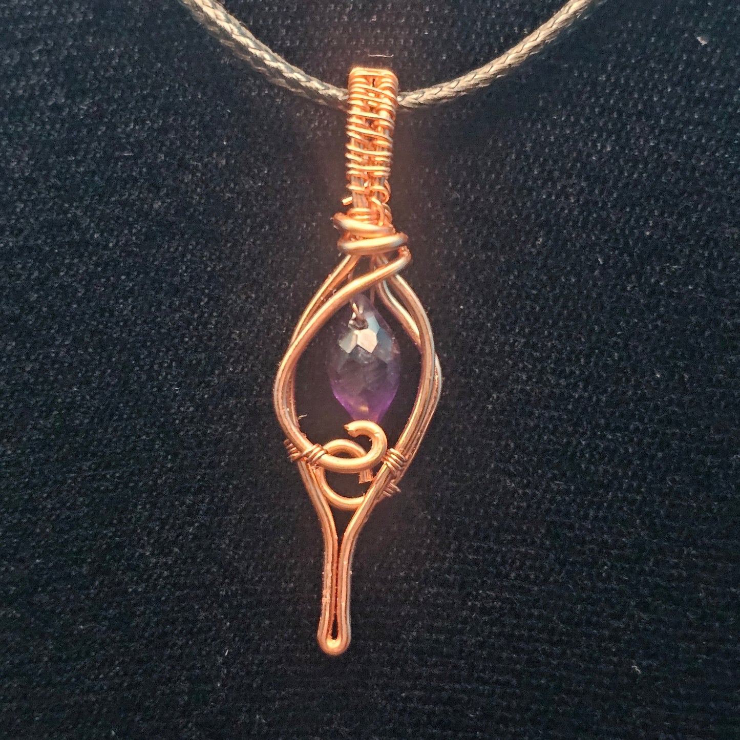 Amethyst Copper Marquis Pendant