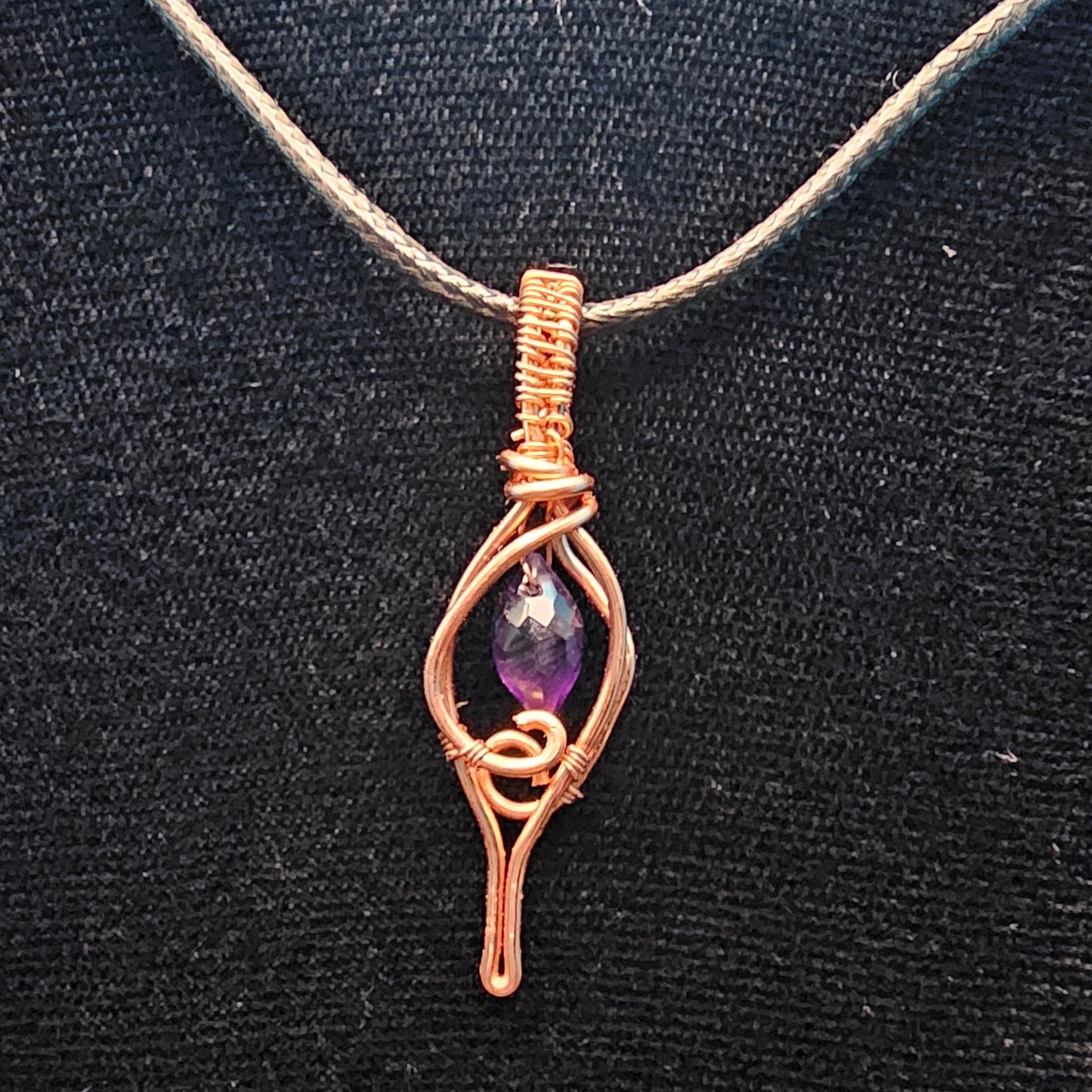 Amethyst Copper Marquis Pendant