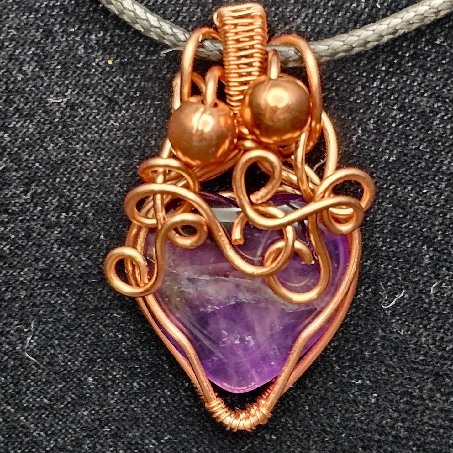 Amethyst Copper Heart of Chaos Pendant