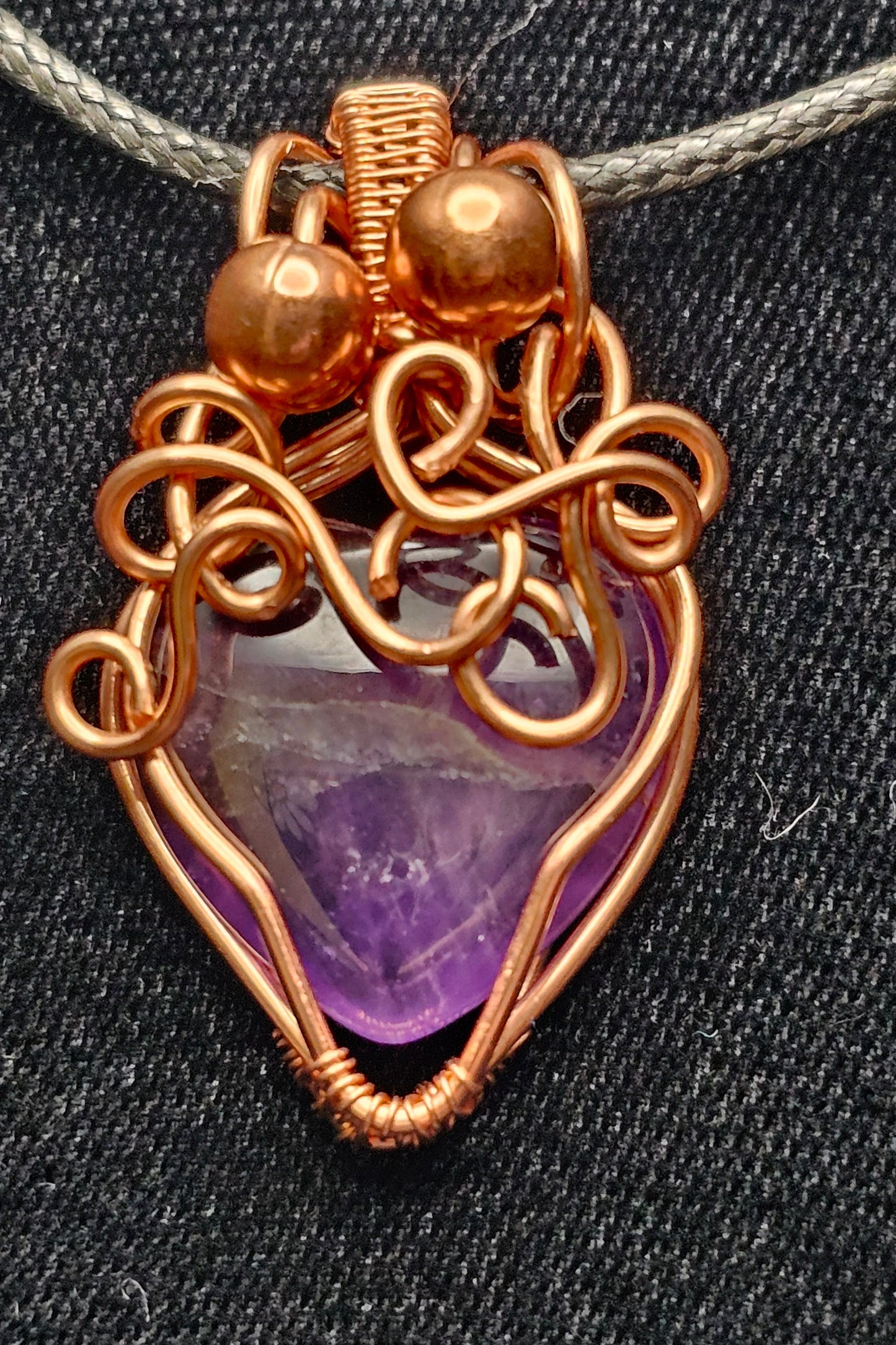 Amethyst Copper Heart of Chaos Pendant
