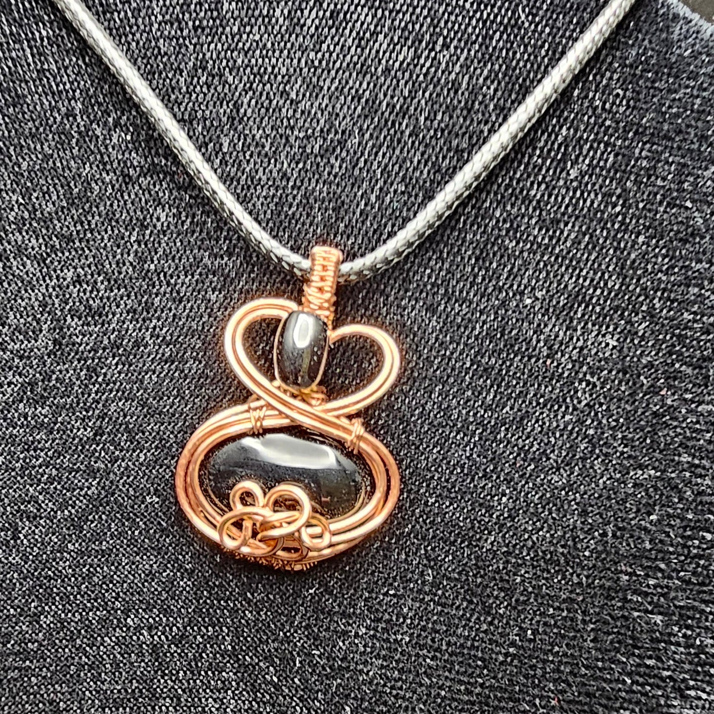 Black Onyx Hematite Copper Pendant
