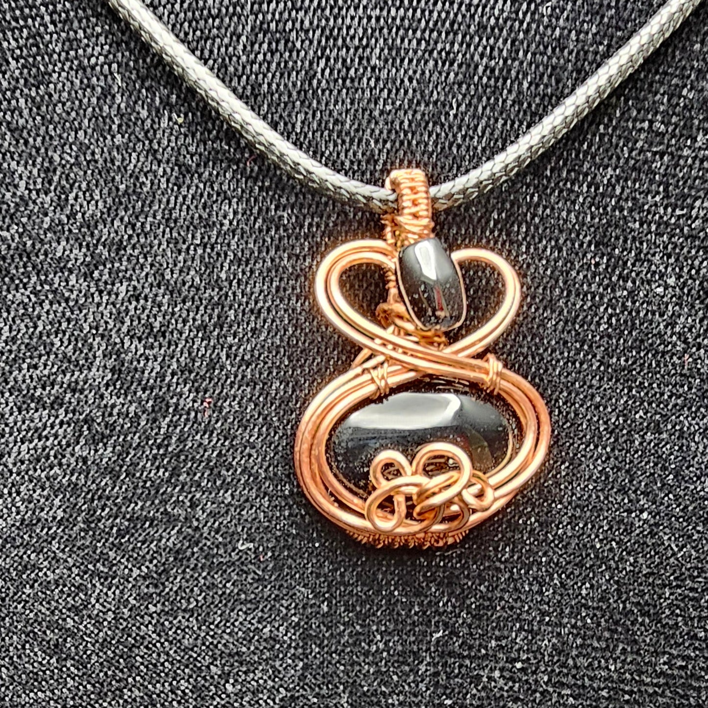 Black Onyx Hematite Copper Pendant