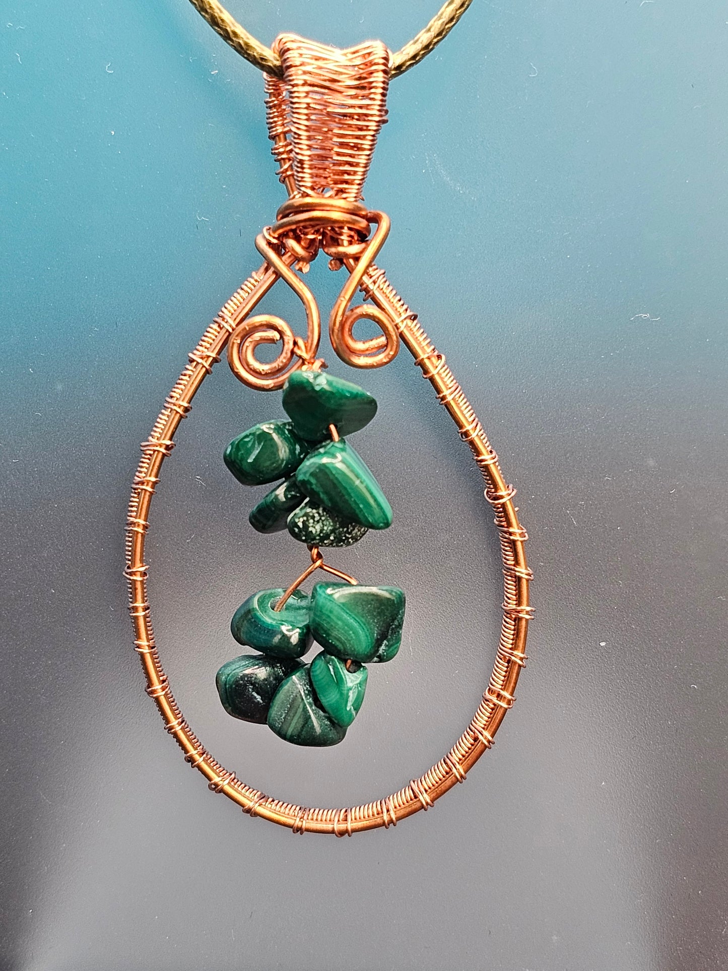 Malachite Copper Teardrop Pendant