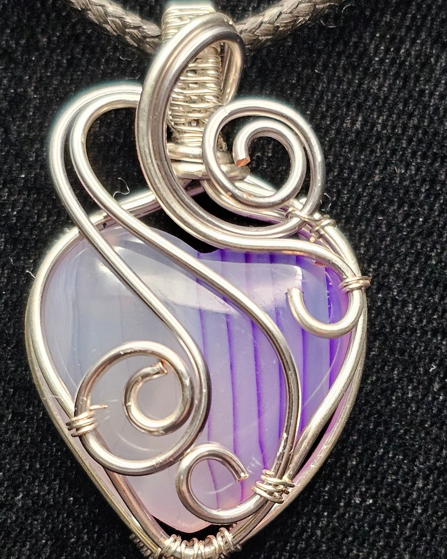 Purple Agate Titanium Swirls Pendant