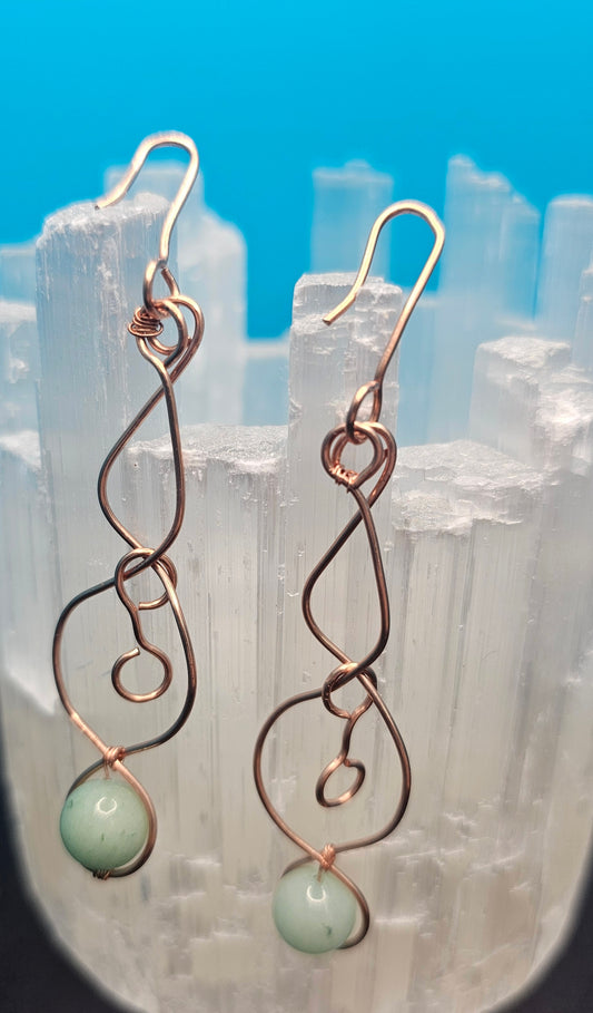 Green Aventurine Scroll Earrings