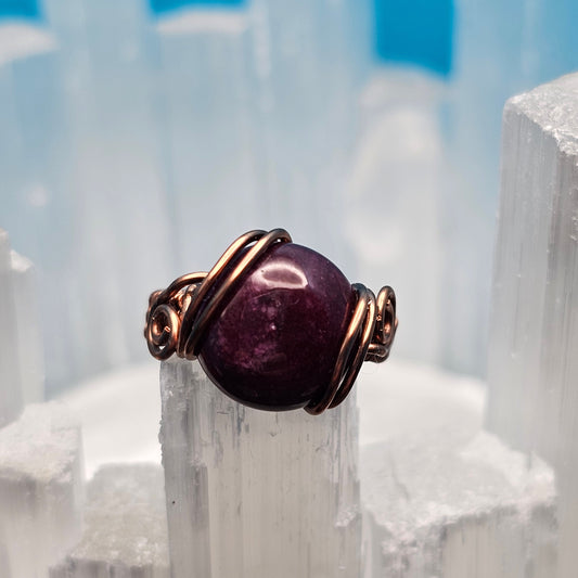 Deep Red/Burgundy Quartz Antique Copper Ring Size 5.5