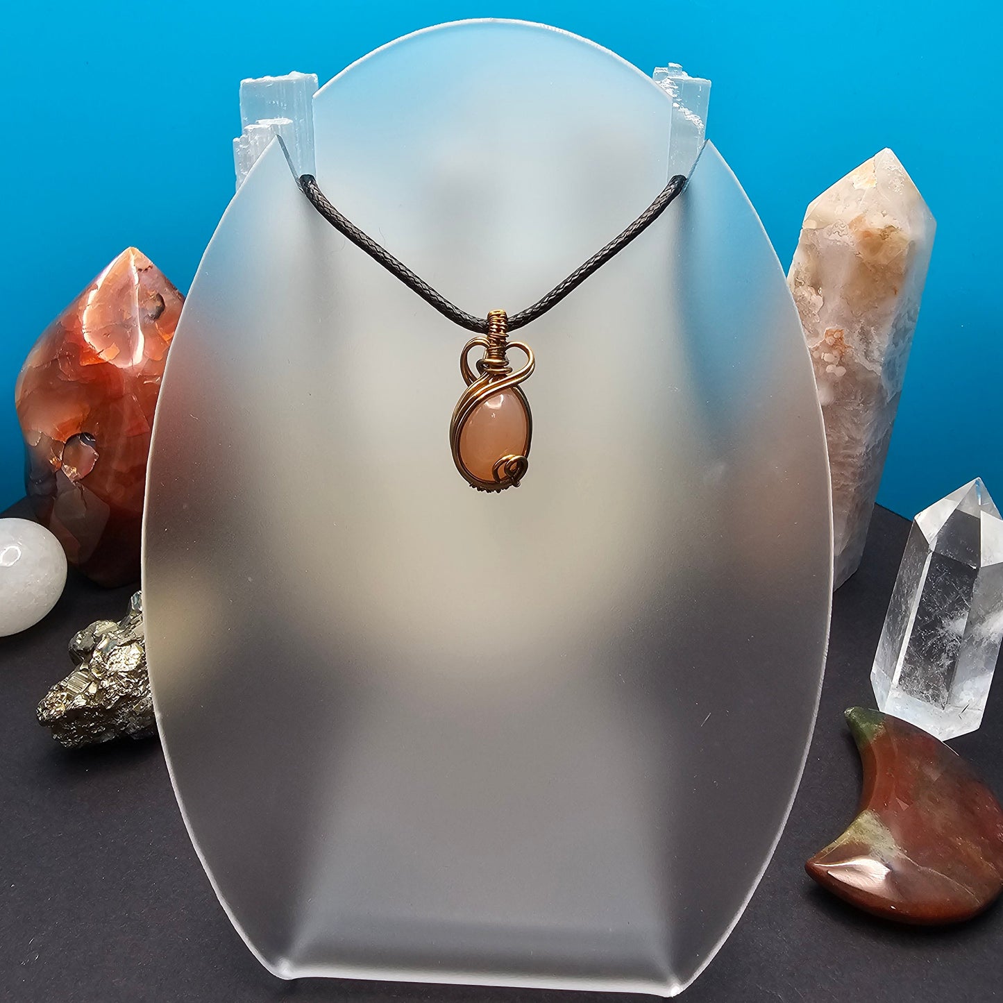 Peach Moonstone Bronze Pendant