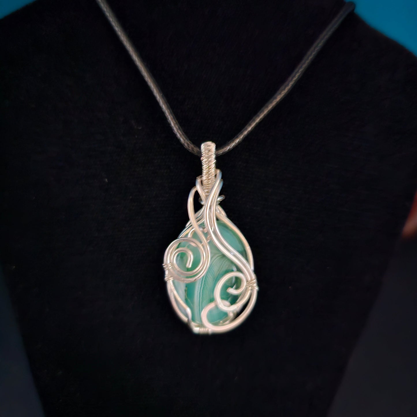 Striped Green Agate Pendant