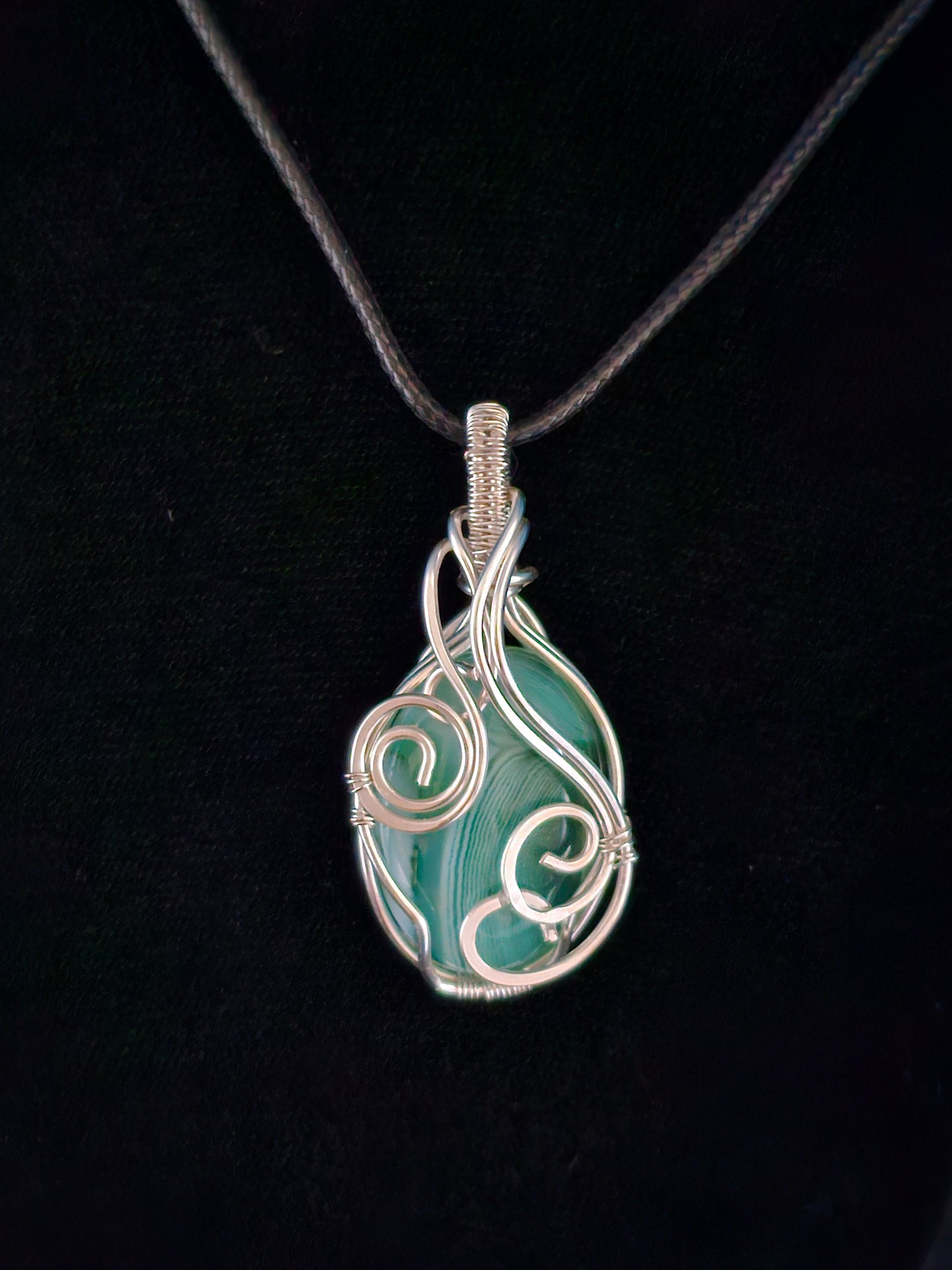 Striped Green Agate Pendant
