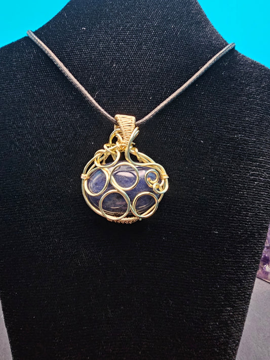 Sodalite and Golden Circles Pendant