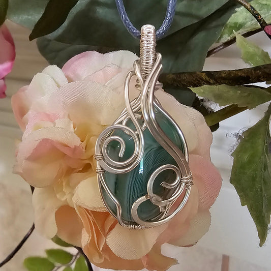 Striped Green Agate Pendant