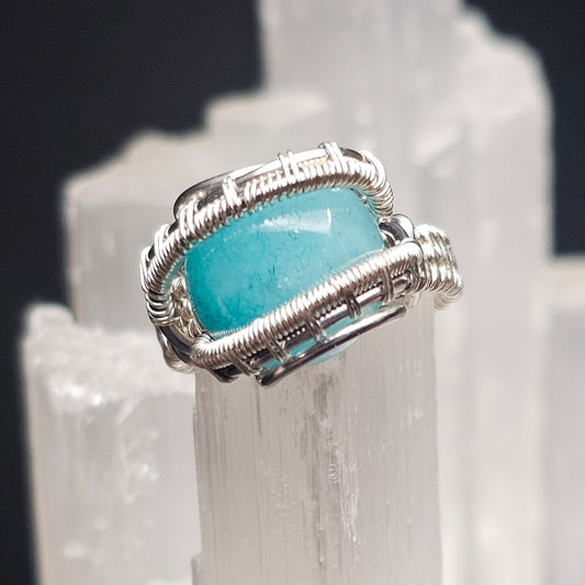 Aqua Weave Band Ring - Size 6.5
