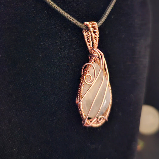 Moonstone Rose Gold Teardrop Wave Pendant