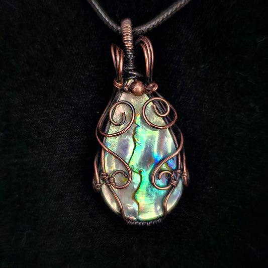 Abalone Teardrop Loves Copper Pendant