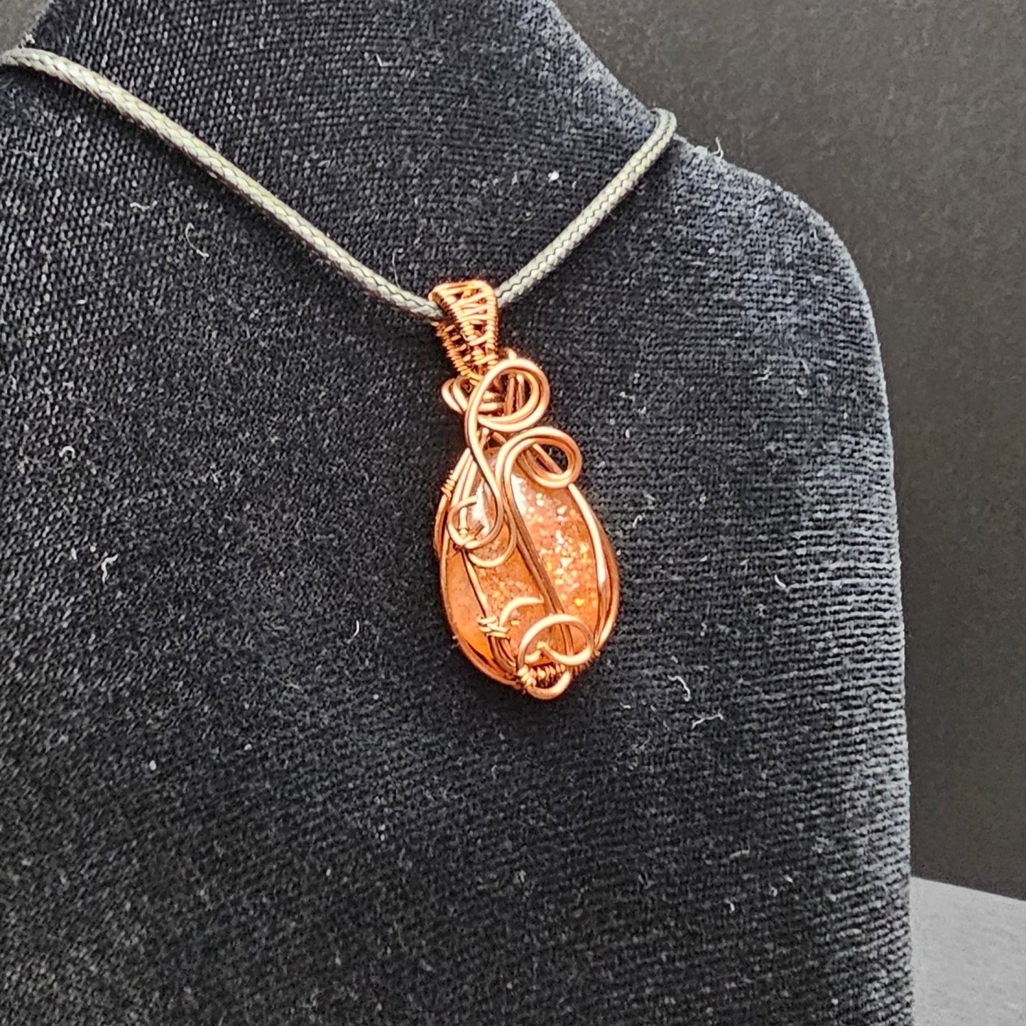 Sunstone Antique Copper Swirls and Bars Pendant