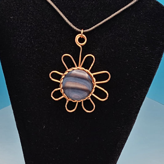 Two-sided Copper Flower Pendant