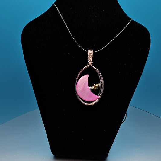 Pink Moon and Stars Rose Gold Pendant