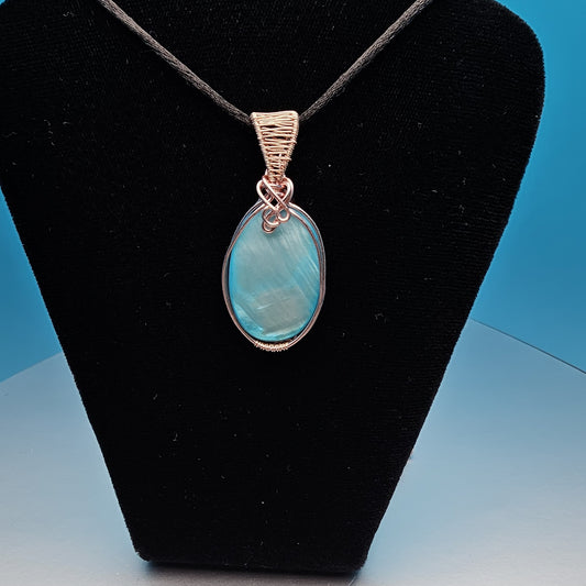 Light Blue and Rose Gold Oval Pendant