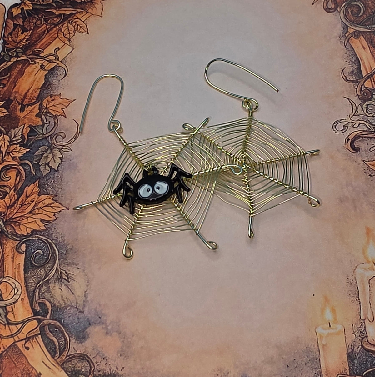 Gold and a Spider Earrings