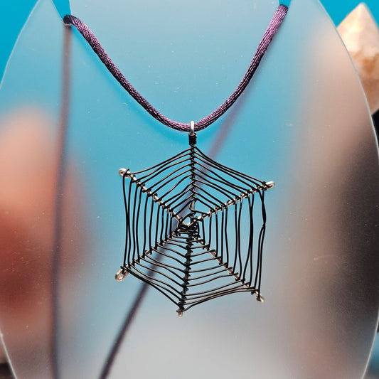 Black Spider Web Pendant