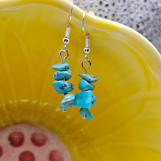 Blue Turquoise and Silver Hypoallergenic Earrings